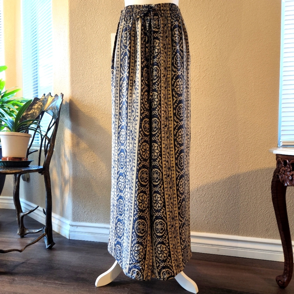 100% SILK women's wide legs pants